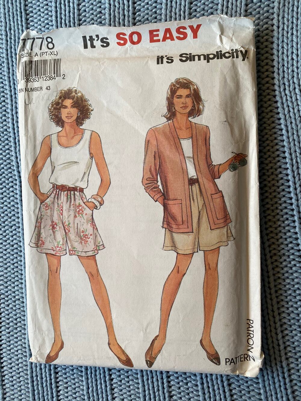 Simplicity Pattern 7778 tank top shorts jacket